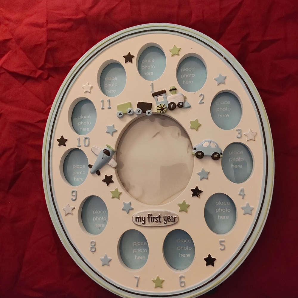 Baby's First Year Photo Frame - Blue and White